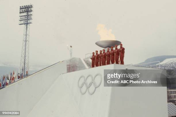 Sarajevo, Bosnia-Herzegovina Olympic flame alight, Opening ceremonies at the 1984 Winter Olympics / XIV Olympic Winter Games, Kosevo Stadium.