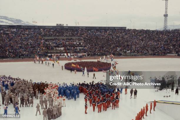 Sarajevo, Bosnia-Herzegovina Opening ceremonies at the 1984 Winter Olympics / XIV Olympic Winter Games, Kosevo Stadium.