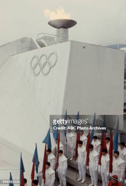 Sarajevo, Bosnia-Herzegovina Olympic flame alight, Opening ceremonies at the 1984 Winter Olympics / XIV Olympic Winter Games, Kosevo Stadium.