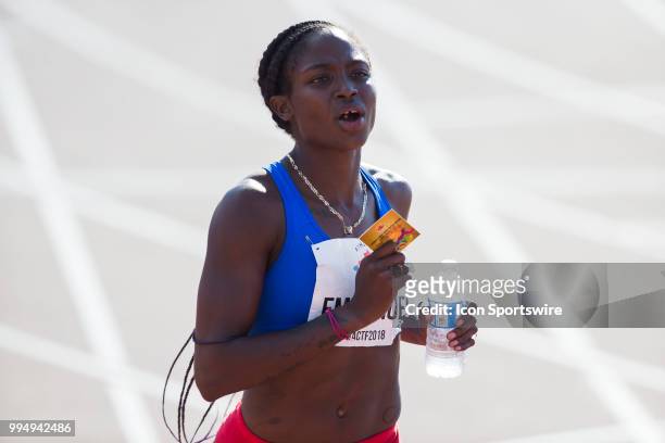 Crystal Emmanuel celebrates winning another 200m title with her ticket to the NACAC team at the 2018 Athletics Canada National Track and Field...