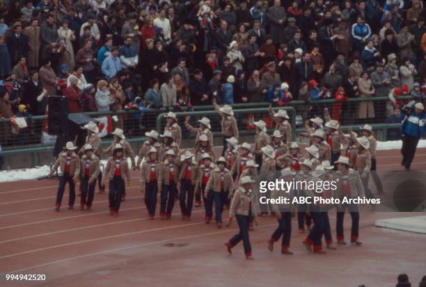 Sarajevo, Bosnia-Herzegovina United States team, Opening ceremonies at the 1984 Winter Olympics / XIV Olympic Winter Games, Kosevo Stadium.