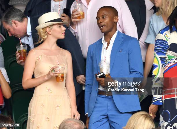 Anya Taylor-Joy and Eric Underwood attend day seven of the Wimbledon Tennis Championships at the All England Lawn Tennis and Croquet Club on July 9,...