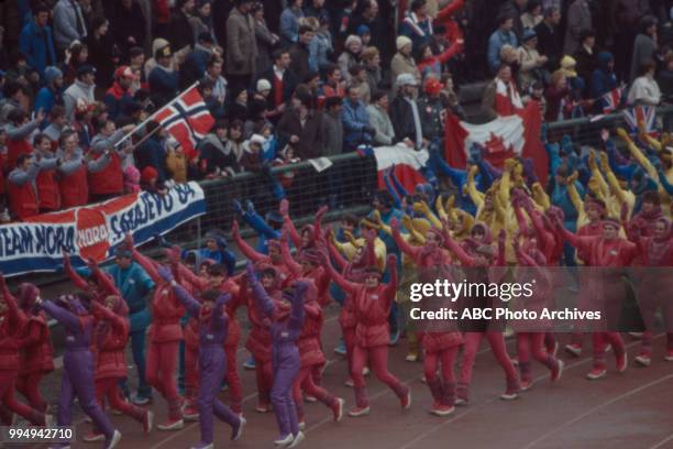 Sarajevo, Bosnia-Herzegovina Opening ceremonies at the 1984 Winter Olympics / XIV Olympic Winter Games, Kosevo Stadium.