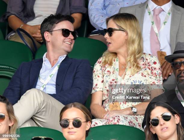 Declan Donnelly and Ali Astall attend day seven of the Wimbledon Tennis Championships at the All England Lawn Tennis and Croquet Club on July 9, 2018...