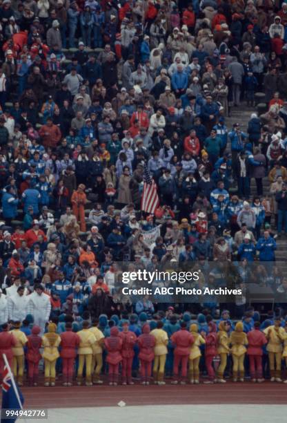 Sarajevo, Bosnia-Herzegovina Opening ceremonies at the 1984 Winter Olympics / XIV Olympic Winter Games, Kosevo Stadium.