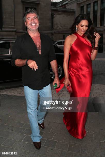 Simon Cowell and Lauren Silverman seen attending Syco - summer party at Victoria and Albert Museum on July 9, 2018 in London, England.