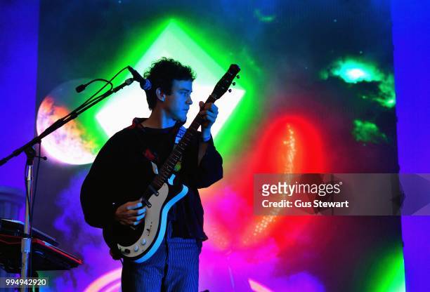 Andrew VanWyngarden of MGMT performs on stage at Somerset House Summer Series on July 9, 2018 in London, England.