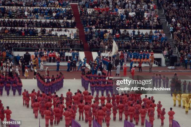 Sarajevo, Bosnia-Herzegovina Opening ceremonies at the 1984 Winter Olympics / XIV Olympic Winter Games, Kosevo Stadium.