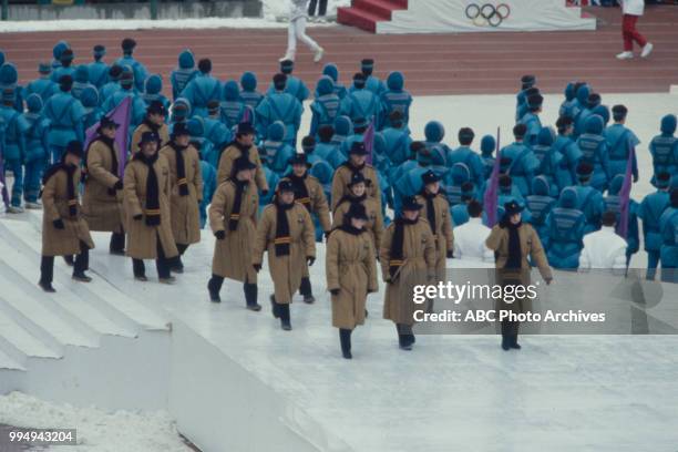 Sarajevo, Bosnia-Herzegovina Australian team, Opening ceremonies at the 1984 Winter Olympics / XIV Olympic Winter Games, Kosevo Stadium.