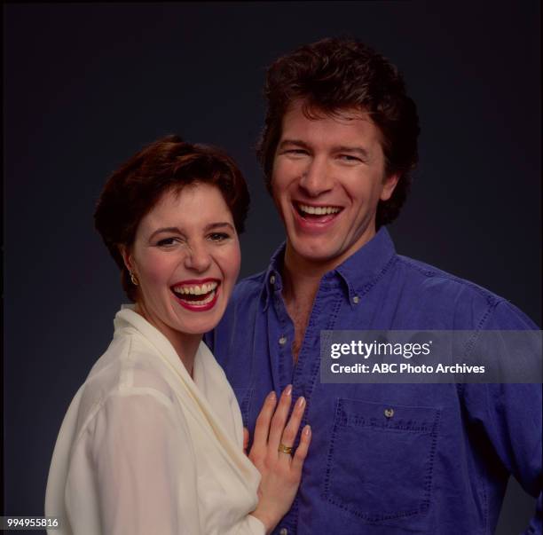 Lauren-Marie Taylor, Christopher Cass promotional photo for the soap opera 'Loving'.