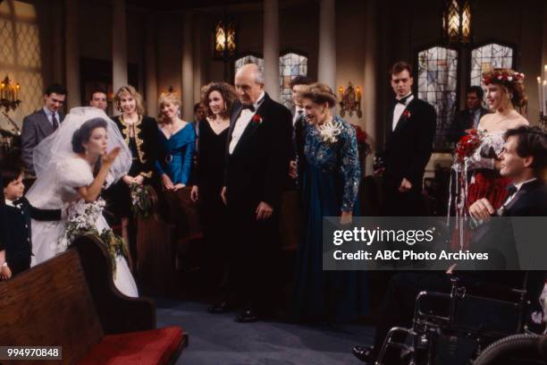 Lisa Peluso, Bernard Barrow, Nada Rowland, Joseph Breen appearing on the soap opera 'Loving'.