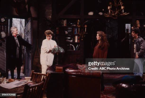 Celeste Holm, Christine L Tudor, Noelle Beck, Robert Tyler appearing on the soap opera 'Loving'.