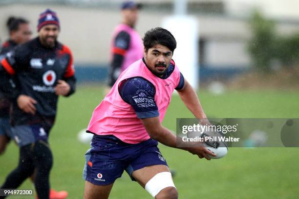 James Bell of the Warriors trains during a New Zealand Warriors NRL training session at Mount Smart Stadium on July 10, 2018 in Auckland, New Zealand.