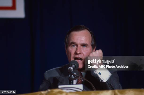 George HW Bush at the 1980 Republican National Convention, Joe Louis Arena in Detroit, Michigan, July 1980.