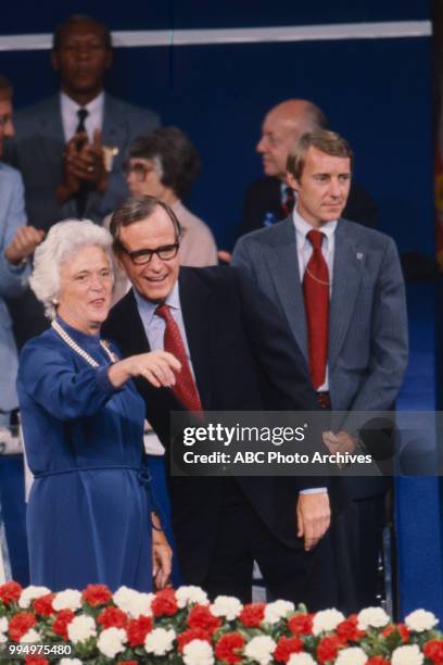 Barbara Bush, George HW Bush at the 1980 Republican National Convention, Joe Louis Arena in Detroit, Michigan, July 1980.