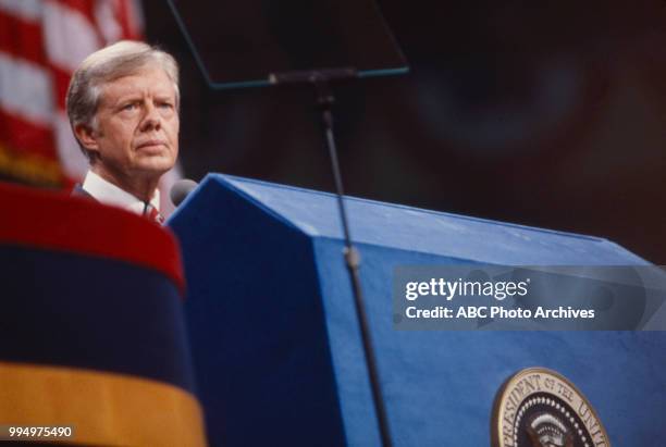 President Jimmy Carter at podium.