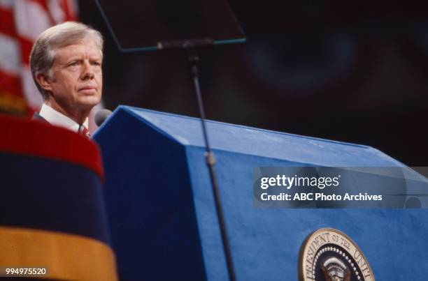 President Jimmy Carter at podium.