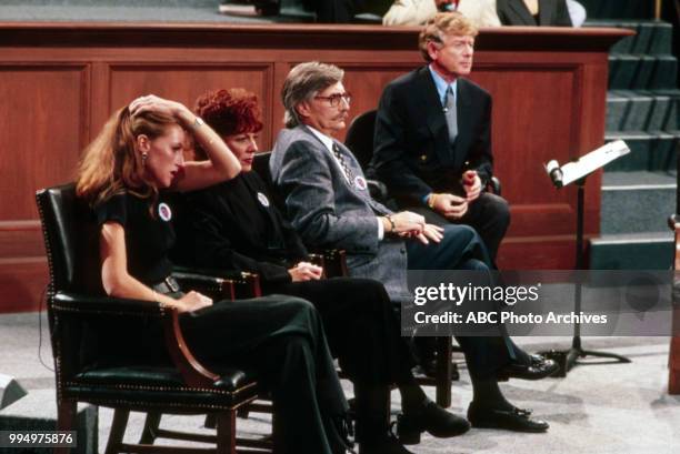 Kim Goldman, Sharon Rufo, Fred Goldman, Ted Koppel at town meeting on 'Nightline'.