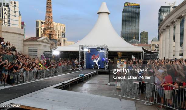 Travis Pastrana performs during HISTORY's Live Event "Evel Live" on July 8, 2018 in Las Vegas, Nevada.