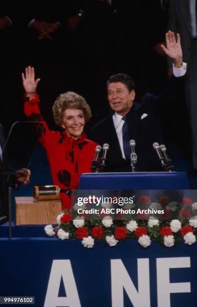 Nancy Reagan, Ronald Reagan at the 1980 Republican National Convention, Joe Louis Arena in Detroit, Michigan, July 1980.