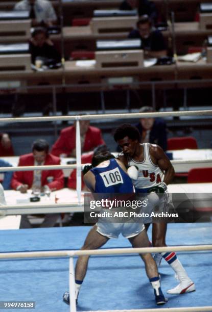 Montreal, Canada Ulrich Beyer, Sugar Ray Leonard boxing at the 1976 Summer Olympics, Montreal, Canada.