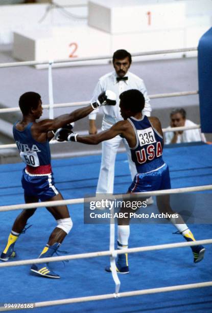 Montreal, Canada Andrés Aldama, Sugar Ray Leonard boxing at the 1976 Summer Olympics, Montreal, Canada.