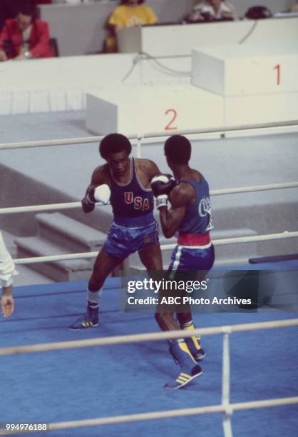 Montreal, Canada Sugar Ray Leonard boxing at the 1976 Summer Olympics, Montreal, Canada.