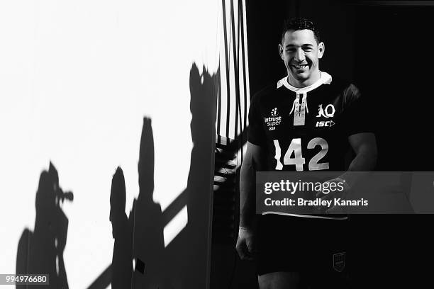 Billy Slater leads his team onto the field of play during the Queensland Maroons State of Origin Captain's Run at Suncorp Stadium on July 10, 2018 in...