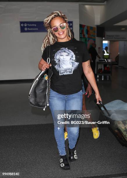 Faith Evans is seen on July 09, 2018 in Los Angeles, California.