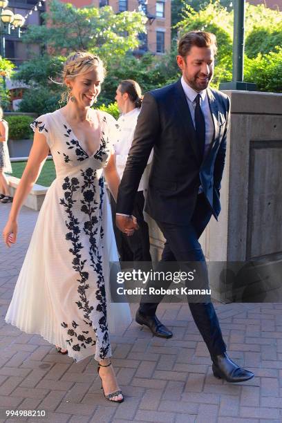 Emily Blunt and husband John Krasinski seen out and about in Manhattan on July 9, 2018 in New York City.