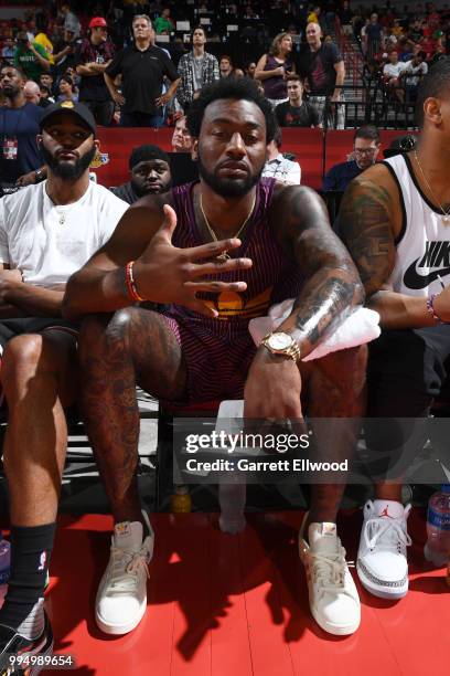 John Wall of the Washington Wizards looks on during the 2018 Las Vegas Summer League on July 9, 2018 at the Thomas & Mack Center in Las Vegas,...