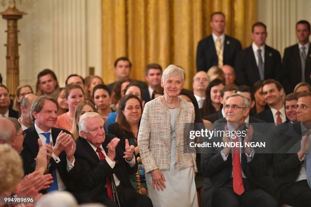 Maureen Scalia, widow of Justice Antonin Scalia, arrives to witness US President Donald Trump announce his Supreme Court nominee in the East Room of...