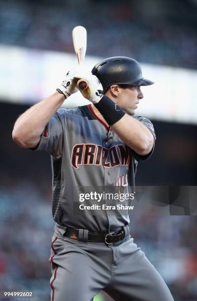 Paul Goldschmidt of the Arizona Diamondbacks bats against the San Francisco Giants at AT&T Park on June 4, 2018 in San Francisco, California.