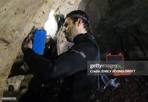 Savvas, from the Cypriot department of fisheries and marine research collects data from a camera recording the habitat of the endangered...