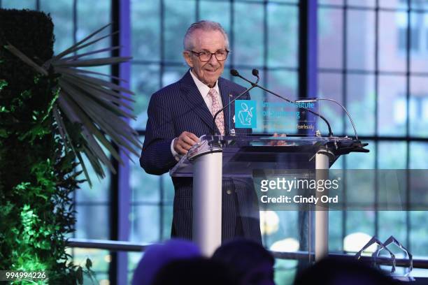 Vice Chairman of the Board Sander Flaum speaks onstage during the American Institute for Stuttering 12th Annual Freeing Voices Changing Lives Benefit...