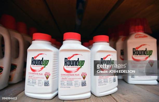 Roundup products are seen for sale at a Home Depot store in San Rafael, California, on July 2018. A lawyer for a California groundskeeper dying of...