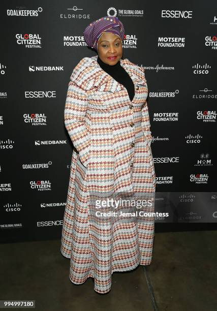 Singer Yvonne Chaka Chaka attends the Global Citizen Festival: Mandela 100 Launch Event at the Circa Gallery on July 9, 2018 in Johannesburg, South...