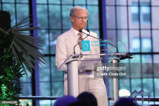 Tim Millhisir accepts the Advocacy Award presented to the Millhisir family in honor of Ross R. Millhisir during the American Institute for Stuttering...