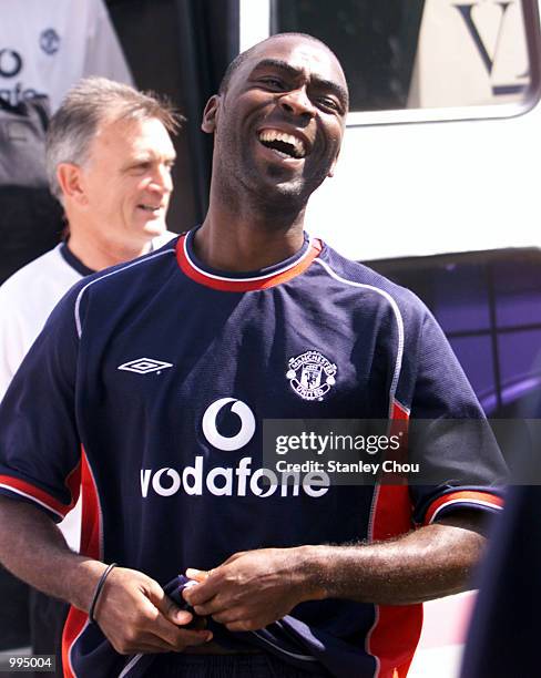 Andy Cole arriving for training in a joyful mode at the Fam Training Ground in Petaling Jaya, Malaysia during Manchester United Tour of the Far East....