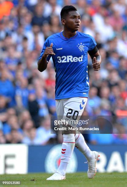 Alfredo Morelos of Rangers in action during the Pre-Season Friendly between Rangers and Bury at Ibrox Stadium on July 6, 2018 in Glasgow, Scotland.