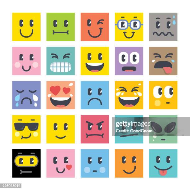 smiley icons set - smiley face stock illustrations