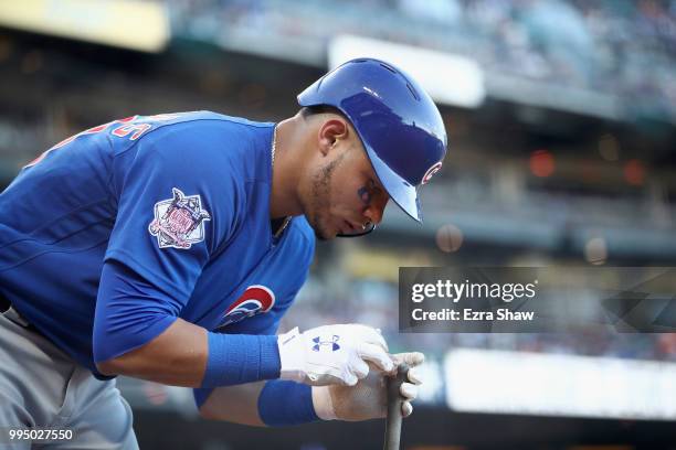 Willson Contreras of the Chicago Cubs gets ready to bat against the San Francisco Giants at AT&T Park on July 9, 2018 in San Francisco, California.