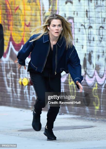 Actress Rachael Taylor is seen on set of 'Jessica Jones' on July 9, 2018 in New York City.