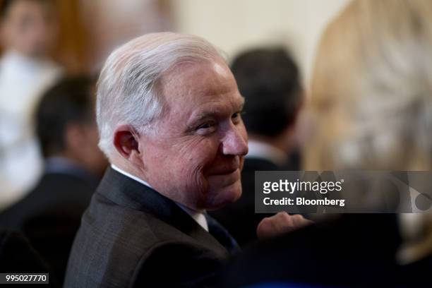 Jeff Sessions, U.S. Attorney general, attends the U.S. Supreme Court nomination announcement ceremony in the East Room of the White House in...