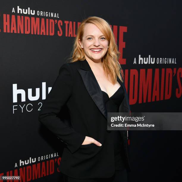 Elisabeth Moss attends "The Handmaid's Tale" Hulu finale at The Wilshire Ebell Theatre on July 9, 2018 in Los Angeles, California.