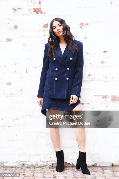 Jessica Gomes poses during the David Jones Spring Summer 18 Collections Launch Model Castings on July 10, 2018 in Melbourne, Australia.