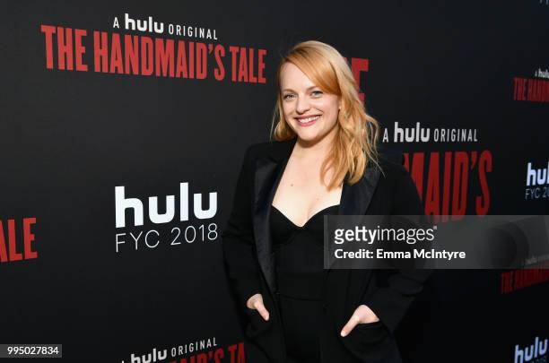 Elisabeth Moss attends "The Handmaid's Tale" Hulu finale at The Wilshire Ebell Theatre on July 9, 2018 in Los Angeles, California.