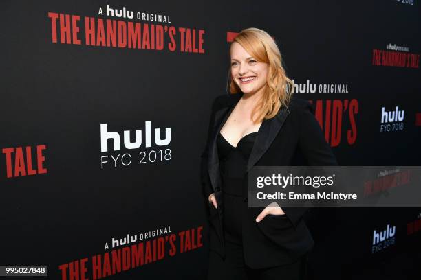 Elisabeth Moss attends "The Handmaid's Tale" Hulu finale at The Wilshire Ebell Theatre on July 9, 2018 in Los Angeles, California.