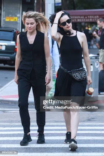 Rachael Taylor and Krysten Ritter are seen on July 09, 2018 in New York City.
