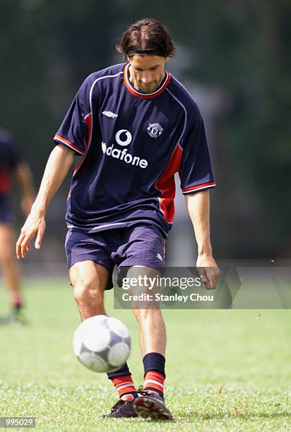 Ruud Van Nistelrooy of Manchester United in a shooting practice during a training session held at the Fam Training Ground in Petaling Jaya, Malaysia...